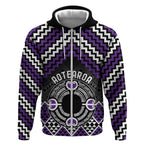 Personalised Aotearoa Niho Taniwha Motif Zip Hoodie Violet Style