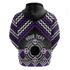 Personalised Aotearoa Niho Taniwha Motif Zip Hoodie Violet Style