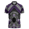 Personalised Aotearoa Niho Taniwha Motif Zipper Polo Shirt Violet Style - Aussie Hoodie