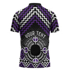 Personalised Aotearoa Niho Taniwha Motif Zipper Polo Shirt Violet Style - Aussie Hoodie