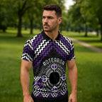 Personalised Aotearoa Niho Taniwha Motif Zipper Polo Shirt Violet Style - Aussie Hoodie