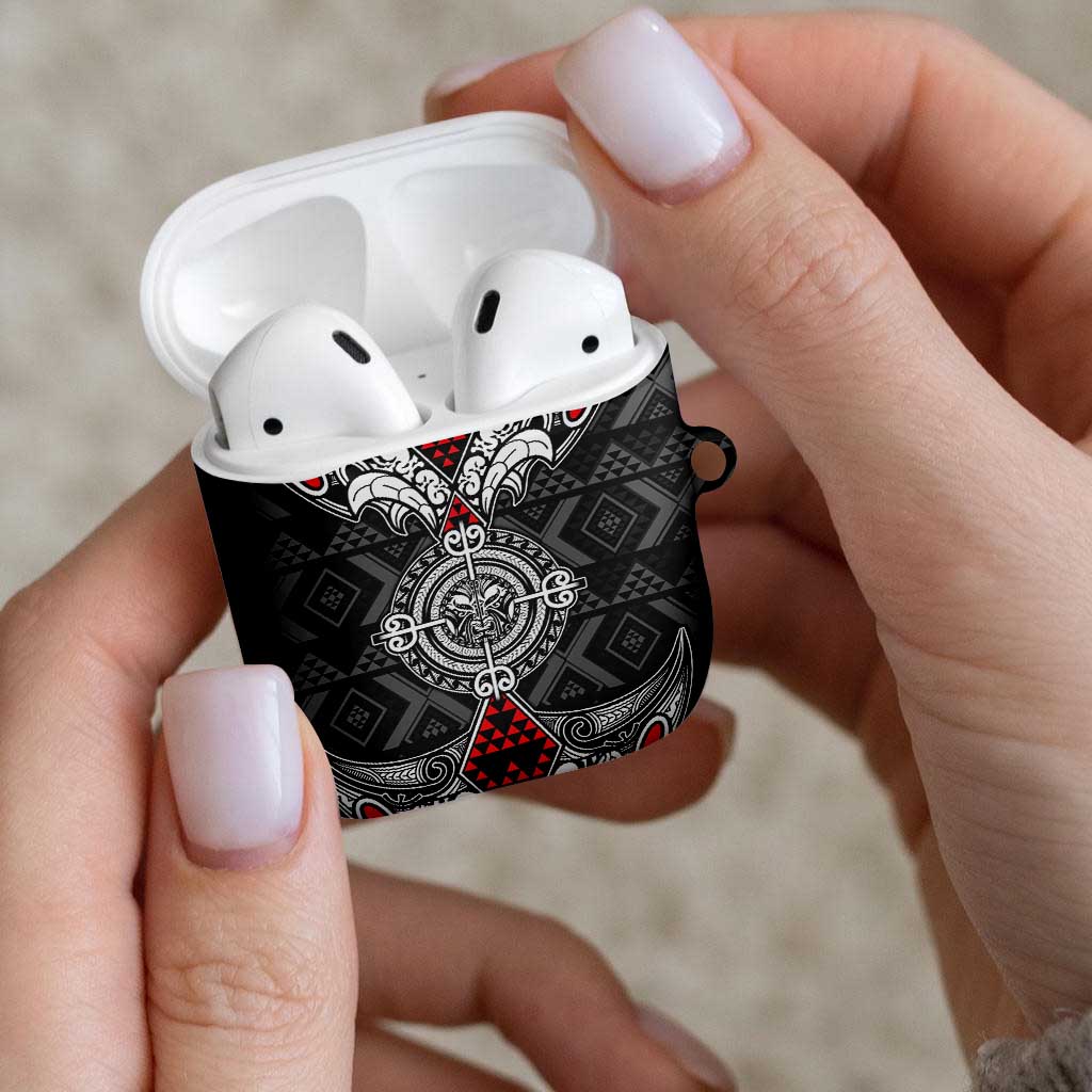 Black Aotearoa Taniko Motif AirPods Case Vintage Maori New Zealand Tribal Art Pattern - Aussie Hoodie