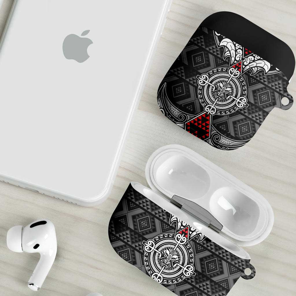 Black Aotearoa Taniko Motif AirPods Case Vintage Maori New Zealand Tribal Art Pattern - Aussie Hoodie