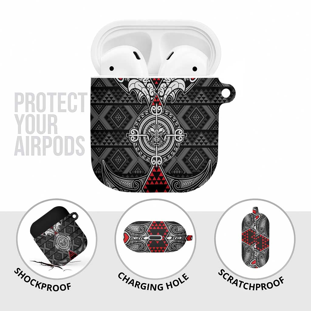 Black Aotearoa Taniko Motif AirPods Case Vintage Maori New Zealand Tribal Art Pattern - Aussie Hoodie