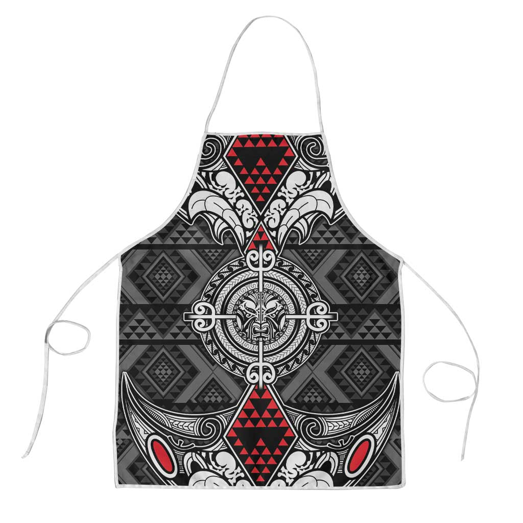Black Aotearoa Taniko Motif Apron Vintage Maori New Zealand Tribal Art Pattern - Aussie Hoodie