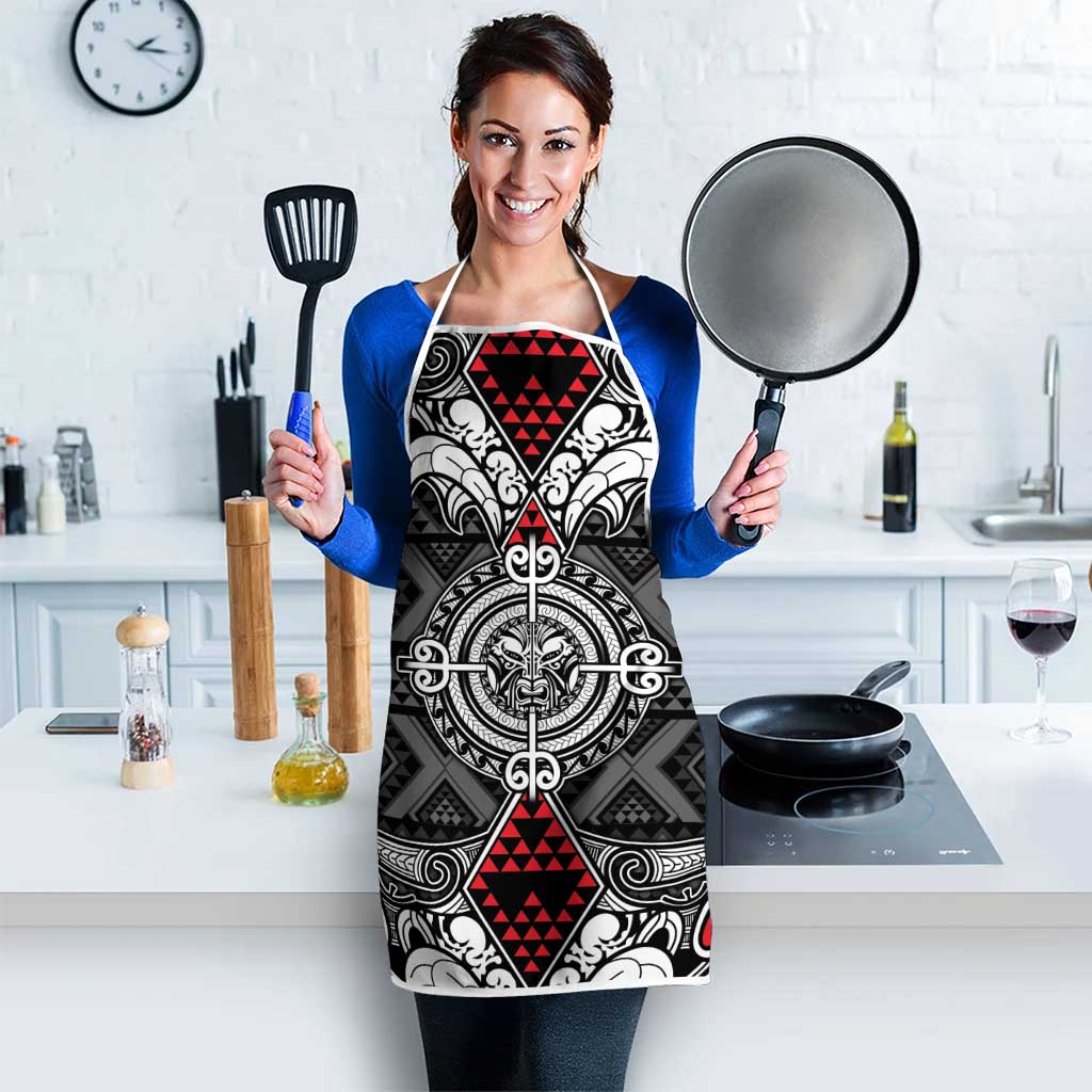 Black Aotearoa Taniko Motif Apron Vintage Maori New Zealand Tribal Art Pattern - Aussie Hoodie