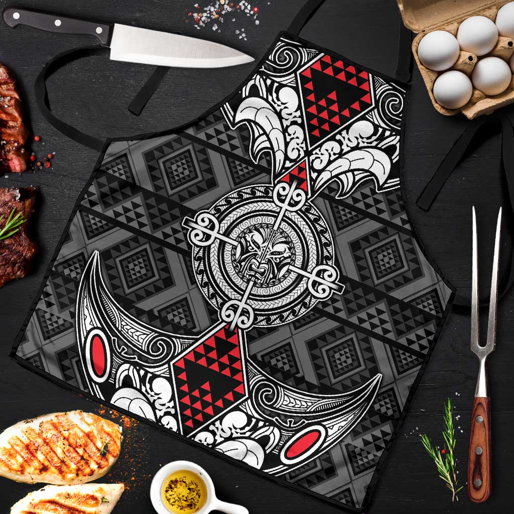 Black Aotearoa Taniko Motif Apron Vintage Maori New Zealand Tribal Art Pattern - Aussie Hoodie