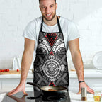 Black Aotearoa Taniko Motif Apron Vintage Maori New Zealand Tribal Art Pattern - Aussie Hoodie