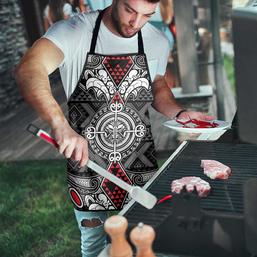 Black Aotearoa Taniko Motif Apron Vintage Maori New Zealand Tribal Art Pattern - Aussie Hoodie
