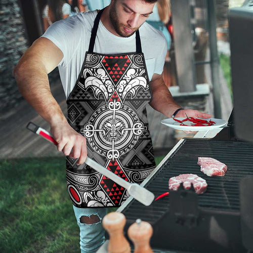 Black Aotearoa Taniko Motif Apron Vintage Maori New Zealand Tribal Art Pattern - Aussie Hoodie