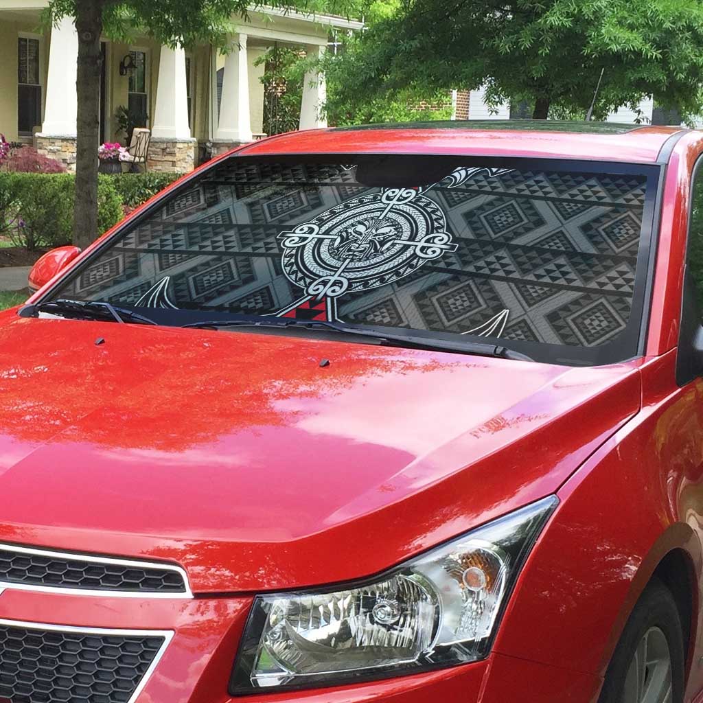 Black Aotearoa Taniko Motif Auto Sun Shade Vintage Maori New Zealand Tribal Art Pattern - Aussie Hoodie