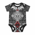 Black Aotearoa Taniko Motif Baby Onesie Vintage Maori New Zealand Tribal Art Pattern