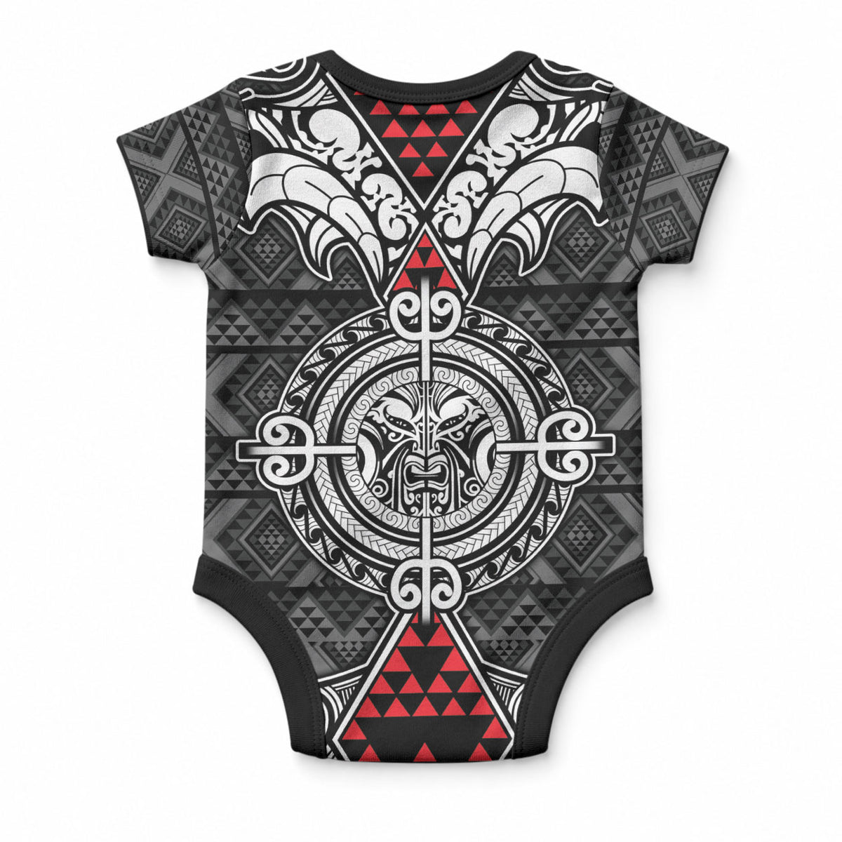 Black Aotearoa Taniko Motif Baby Onesie Vintage Maori New Zealand Tribal Art Pattern