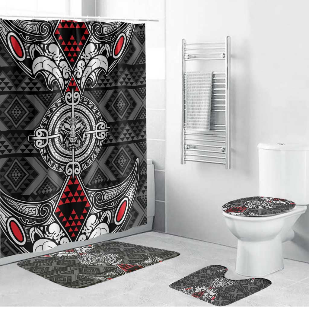 Black Aotearoa Taniko Motif Bathroom Set Vintage Maori New Zealand Tribal Art Pattern - Aussie Hoodie