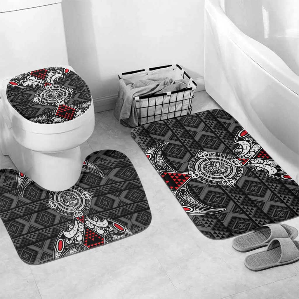 Black Aotearoa Taniko Motif Bathroom Set Vintage Maori New Zealand Tribal Art Pattern - Aussie Hoodie