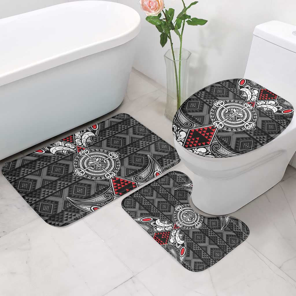 Black Aotearoa Taniko Motif Bathroom Set Vintage Maori New Zealand Tribal Art Pattern - Aussie Hoodie