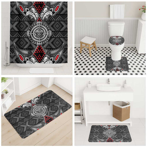 Black Aotearoa Taniko Motif Bathroom Set Vintage Maori New Zealand Tribal Art Pattern - Aussie Hoodie