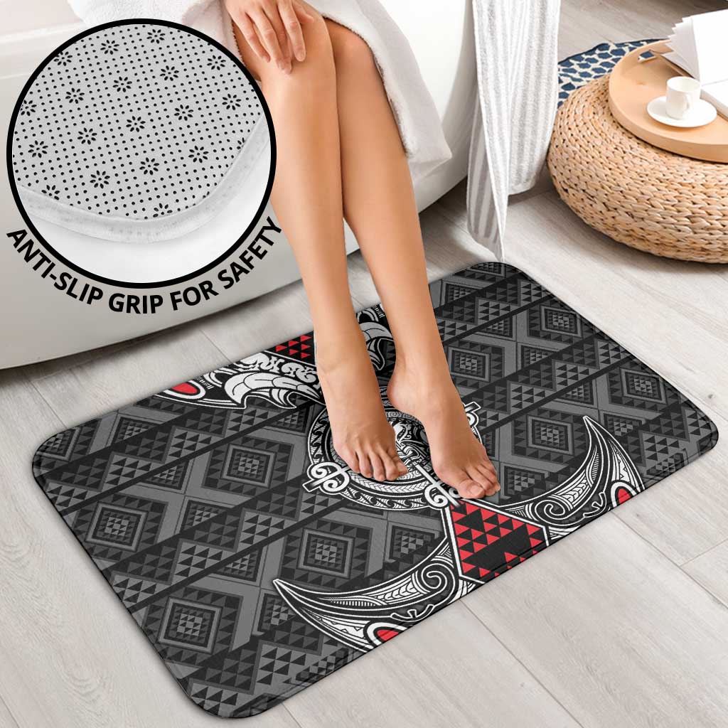 Black Aotearoa Taniko Motif Bathroom Set Vintage Maori New Zealand Tribal Art Pattern - Aussie Hoodie