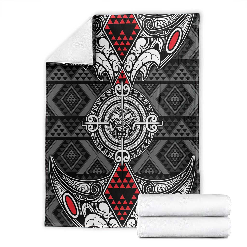 Black Aotearoa Taniko Motif Blanket Vintage Maori New Zealand Tribal Art Pattern