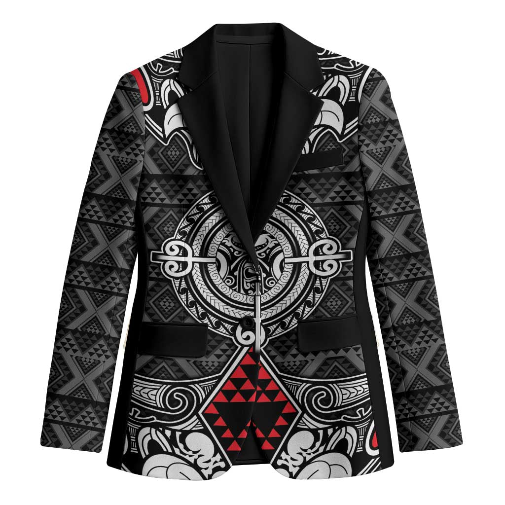 Black Aotearoa Taniko Motif Blazer Vintage Maori New Zealand Tribal Art Pattern - Aussie Hoodie