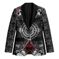 Black Aotearoa Taniko Motif Blazer Vintage Maori New Zealand Tribal Art Pattern - Aussie Hoodie