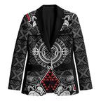 Black Aotearoa Taniko Motif Blazer Vintage Maori New Zealand Tribal Art Pattern - Aussie Hoodie
