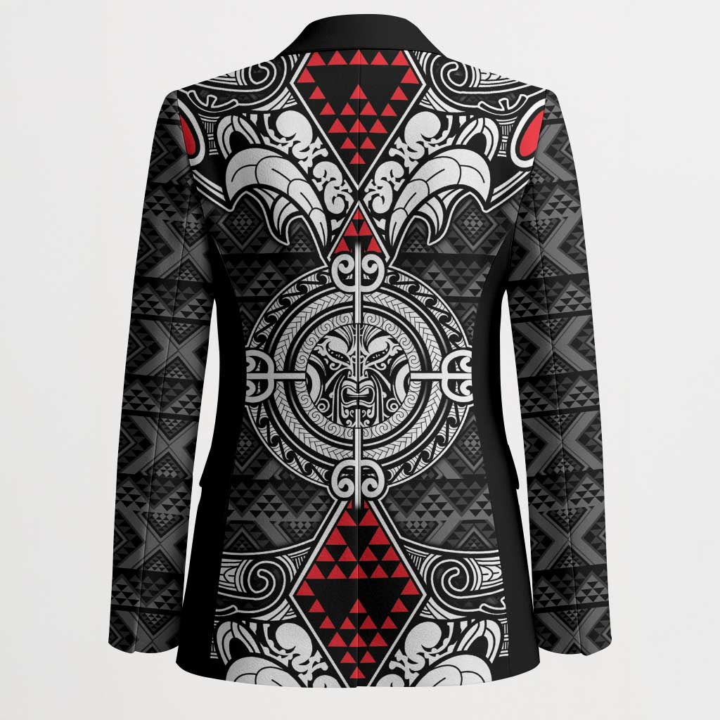 Black Aotearoa Taniko Motif Blazer Vintage Maori New Zealand Tribal Art Pattern - Aussie Hoodie
