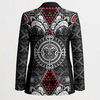 Black Aotearoa Taniko Motif Blazer Vintage Maori New Zealand Tribal Art Pattern - Aussie Hoodie