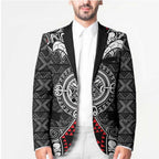Black Aotearoa Taniko Motif Blazer Vintage Maori New Zealand Tribal Art Pattern - Aussie Hoodie