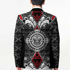 Black Aotearoa Taniko Motif Blazer Vintage Maori New Zealand Tribal Art Pattern - Aussie Hoodie