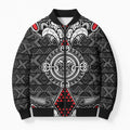 Black Aotearoa Taniko Motif Bomber Puffer Jacket Vintage Maori New Zealand Tribal Art Pattern - Aussie Hoodie