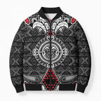Black Aotearoa Taniko Motif Bomber Puffer Jacket Vintage Maori New Zealand Tribal Art Pattern - Aussie Hoodie