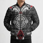 Black Aotearoa Taniko Motif Bomber Puffer Jacket Vintage Maori New Zealand Tribal Art Pattern - Aussie Hoodie