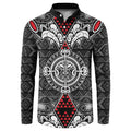 Black Aotearoa Tanilo Motif Button Sweatshirt Vintage Maori New Zealand Tribal Art Pattern