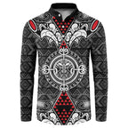 Black Aotearoa Tanilo Motif Button Sweatshirt Vintage Maori New Zealand Tribal Art Pattern