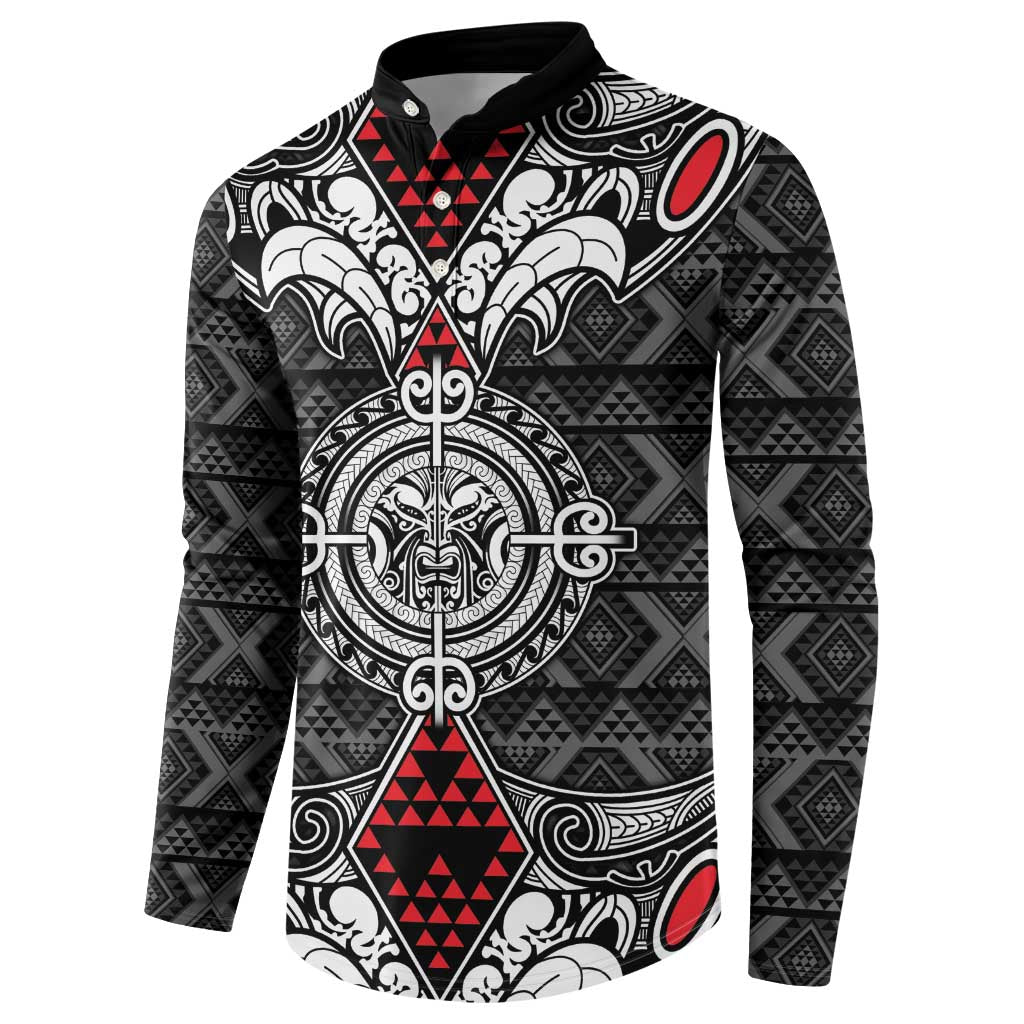 Black Aotearoa Tanilo Motif Button Sweatshirt Vintage Maori New Zealand Tribal Art Pattern