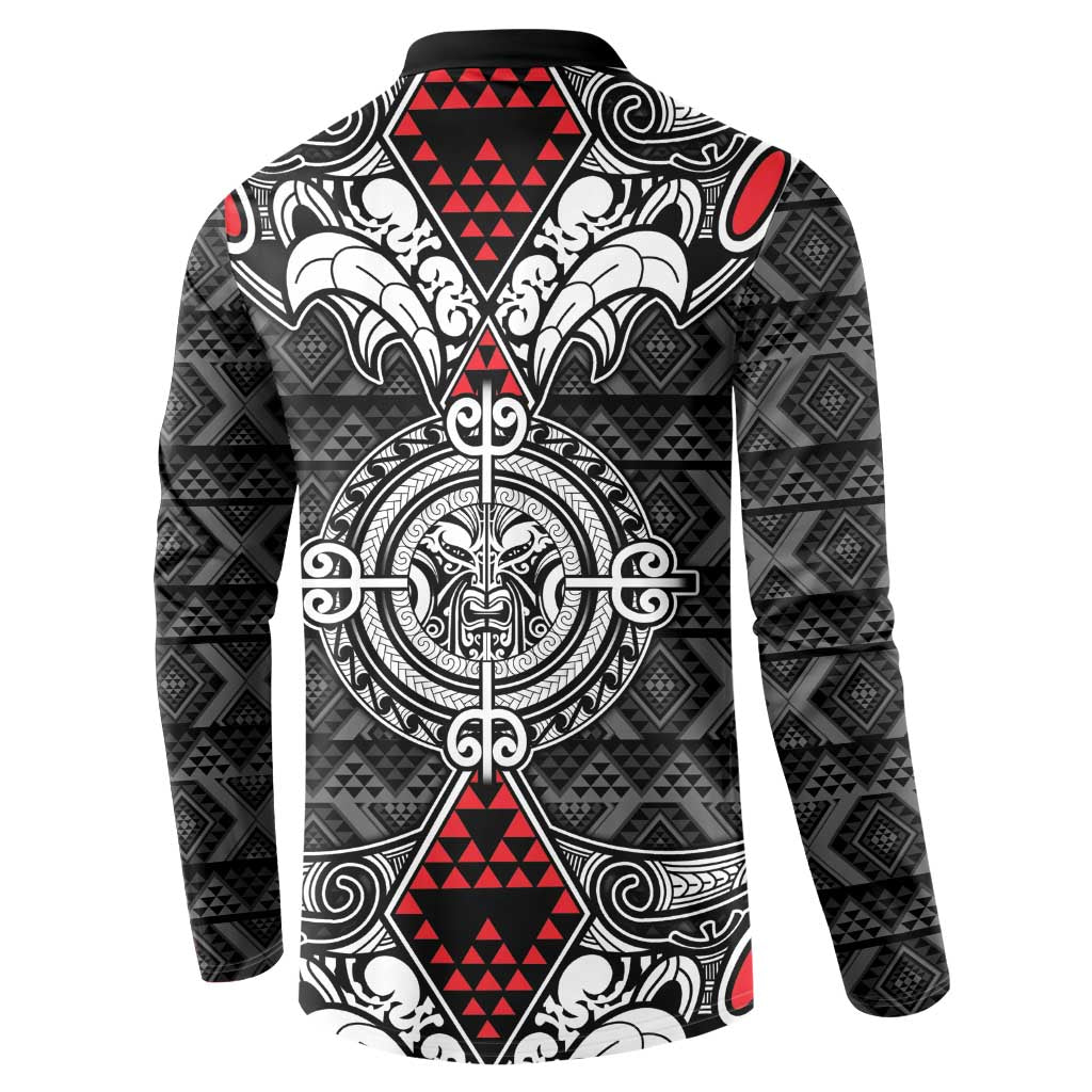 Black Aotearoa Tanilo Motif Button Sweatshirt Vintage Maori New Zealand Tribal Art Pattern