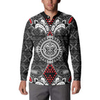 Black Aotearoa Tanilo Motif Button Sweatshirt Vintage Maori New Zealand Tribal Art Pattern