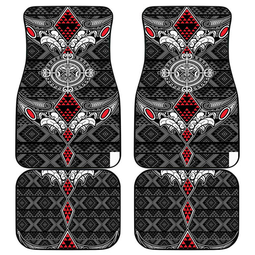 Black Aotearoa Taniko Motif Car Mats Vintage Maori New Zealand Tribal Art Pattern