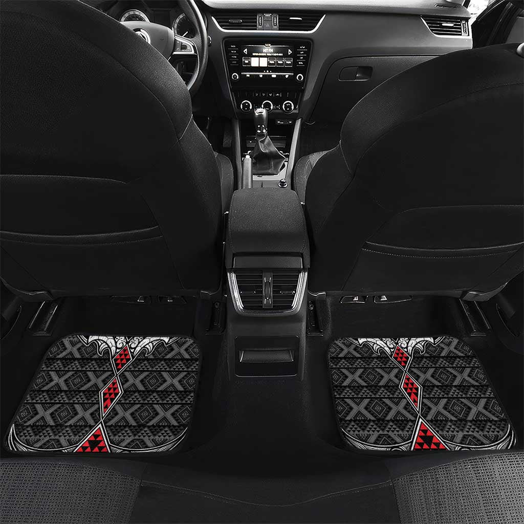 Black Aotearoa Taniko Motif Car Mats Vintage Maori New Zealand Tribal Art Pattern