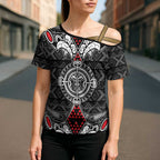 Black Aotearoa Taniko Motif Cross Shoulder Shirt Vintage Maori New Zealand Tribal Art Pattern - Aussie Hoodie