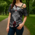 Black Aotearoa Taniko Motif Cross Shoulder Shirt Vintage Maori New Zealand Tribal Art Pattern - Aussie Hoodie