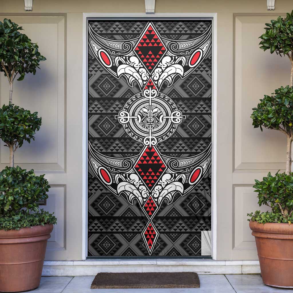 Black Aotearoa Taniko Motif Door Cover Vintage Maori New Zealand Tribal Art Pattern - Aussie Hoodie