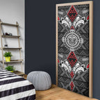 Black Aotearoa Taniko Motif Door Cover Vintage Maori New Zealand Tribal Art Pattern - Aussie Hoodie