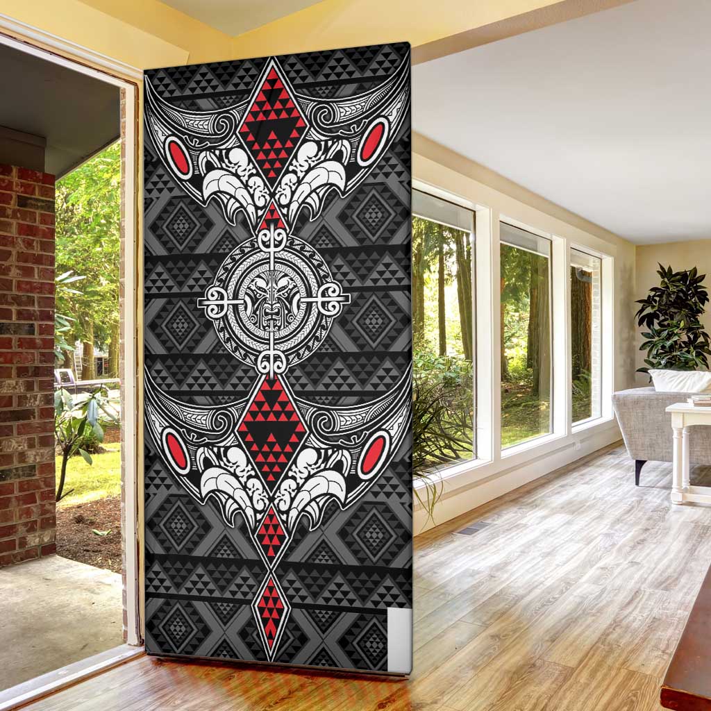 Black Aotearoa Taniko Motif Door Cover Vintage Maori New Zealand Tribal Art Pattern - Aussie Hoodie