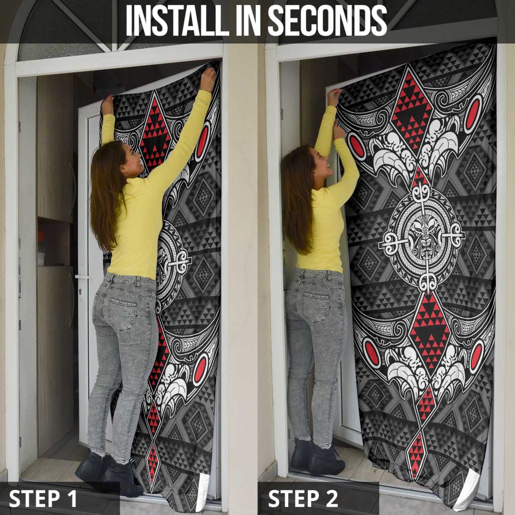 Black Aotearoa Taniko Motif Door Cover Vintage Maori New Zealand Tribal Art Pattern - Aussie Hoodie