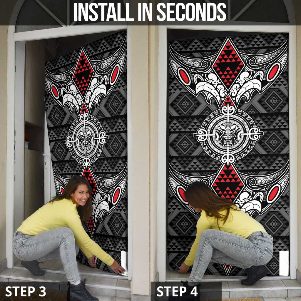 Black Aotearoa Taniko Motif Door Cover Vintage Maori New Zealand Tribal Art Pattern - Aussie Hoodie