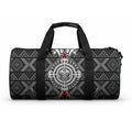 Black Aotearoa Taniko Motif Duffle Bag Vintage Maori New Zealand Tribal Art Pattern
