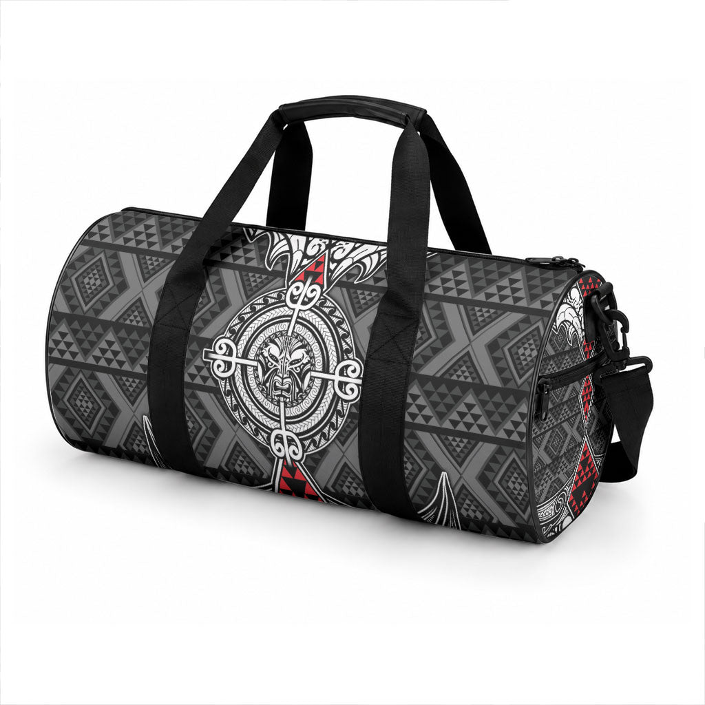 Black Aotearoa Taniko Motif Duffle Bag Vintage Maori New Zealand Tribal Art Pattern