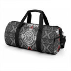 Black Aotearoa Taniko Motif Duffle Bag Vintage Maori New Zealand Tribal Art Pattern